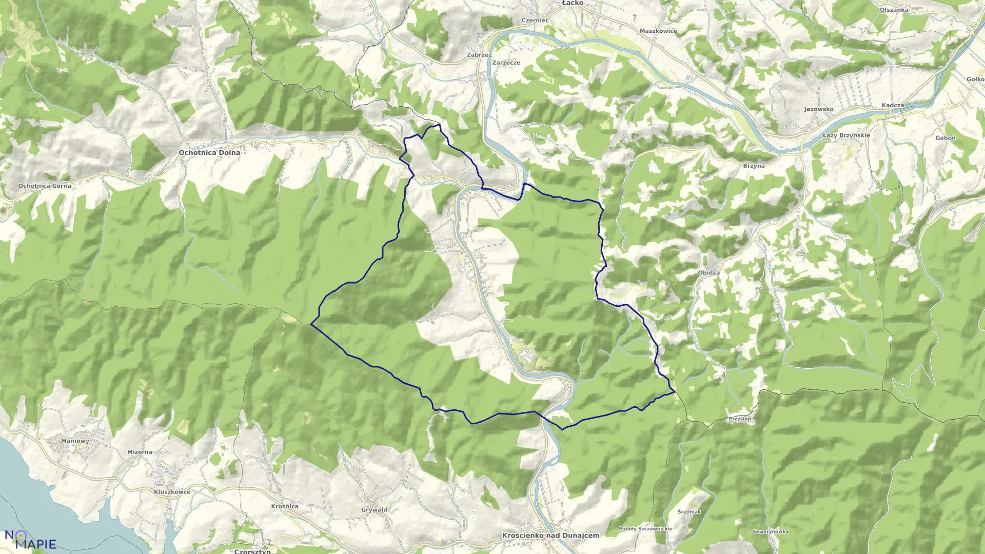 Mapa obrębu TYLMANOWA w gminie Ochotnica Dolna